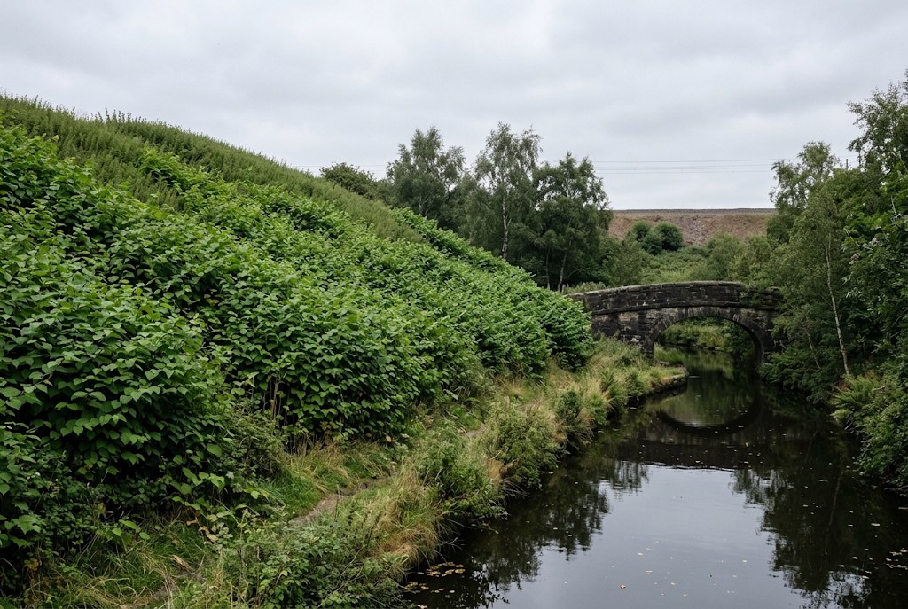 The back fence faces a canal, railway or river bank
